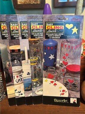 Lot of 5 Vintage Easy Cling Stencils